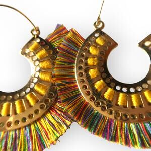 Darbie Angell gold tone rainbow fringe earrings
